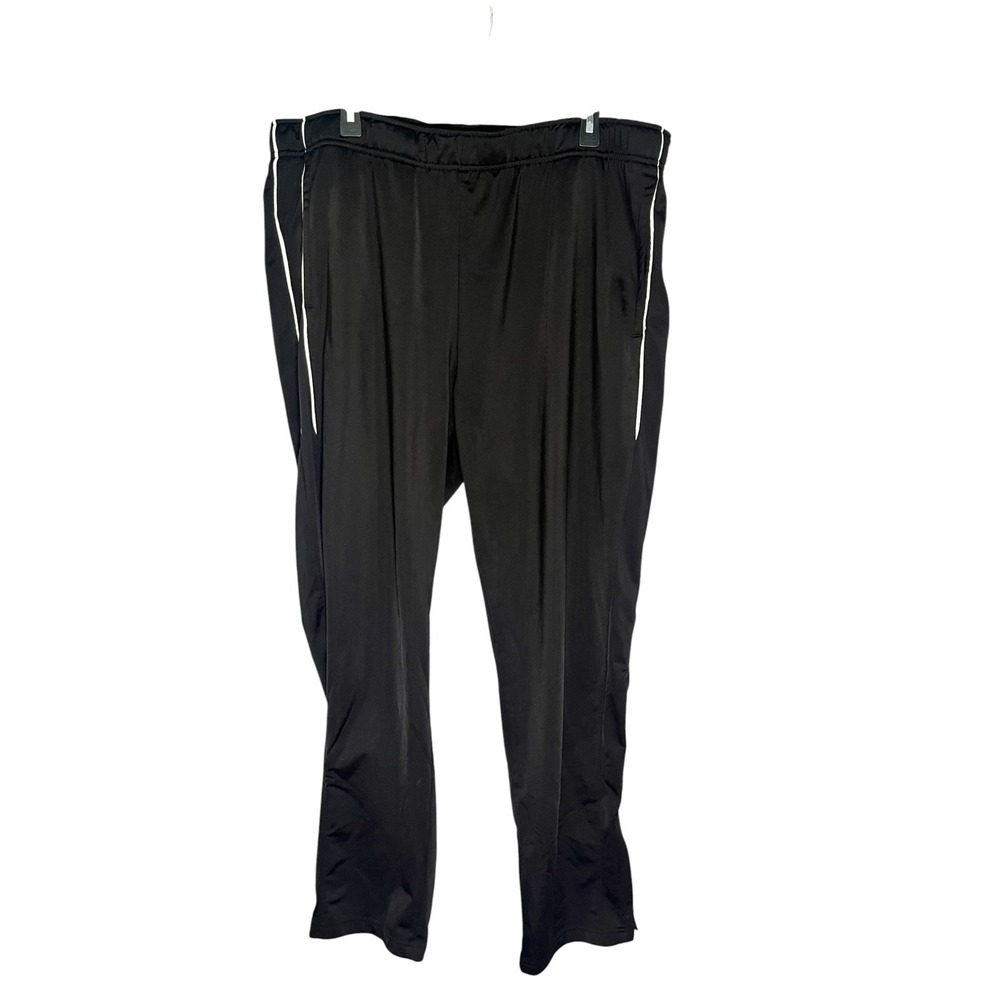 Foundry Men's Black Track Pants Polyester Drawstring Elastic Waist 3XL Zip Ankle